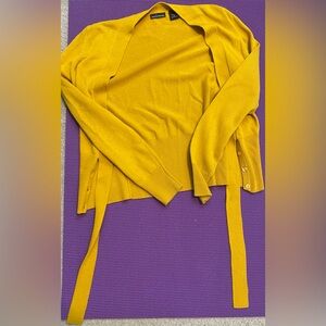 Gold cropped wrap sweater